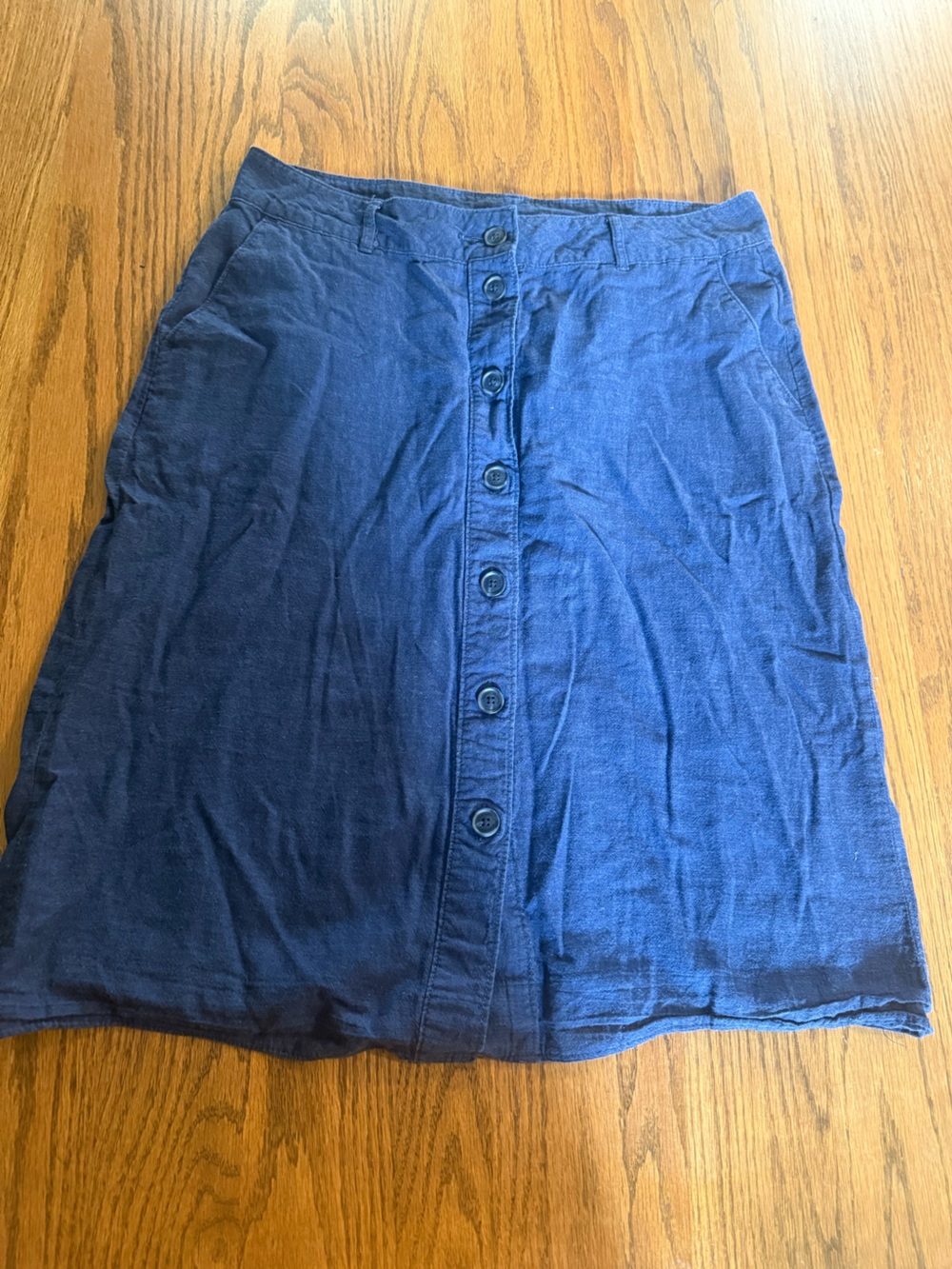 Liz Claiborne Navy Button-Front A-Line Skirt